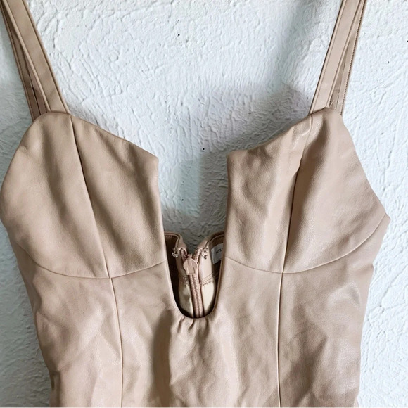 Mistress Rocks Vegan Leather Biscuit Deep Plunge Mini Dress Sz XS - Picture 3 of 7